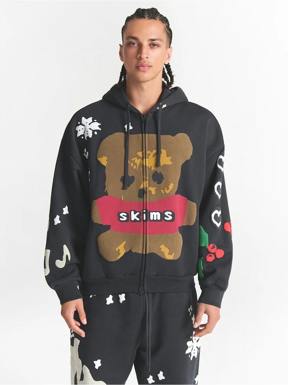 CACTUS PLANT FLEA MARKET X SKIMS HEAVYWEIGHT FLEECE MENS RELAXED ZIP UP HOODIE